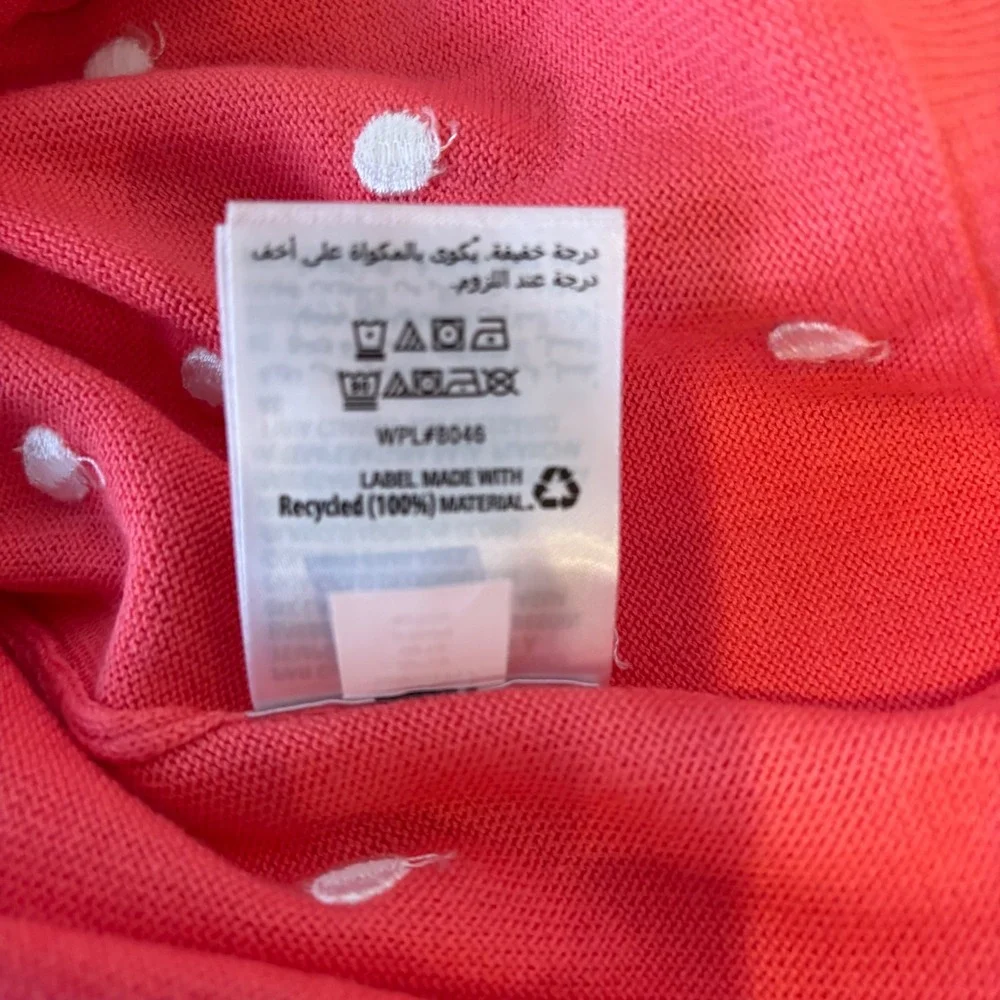 Charter Club Womens XL Preppy Coral Polka Dot Cardigan Sweater Fine Gauge New - Picture 7 of 7